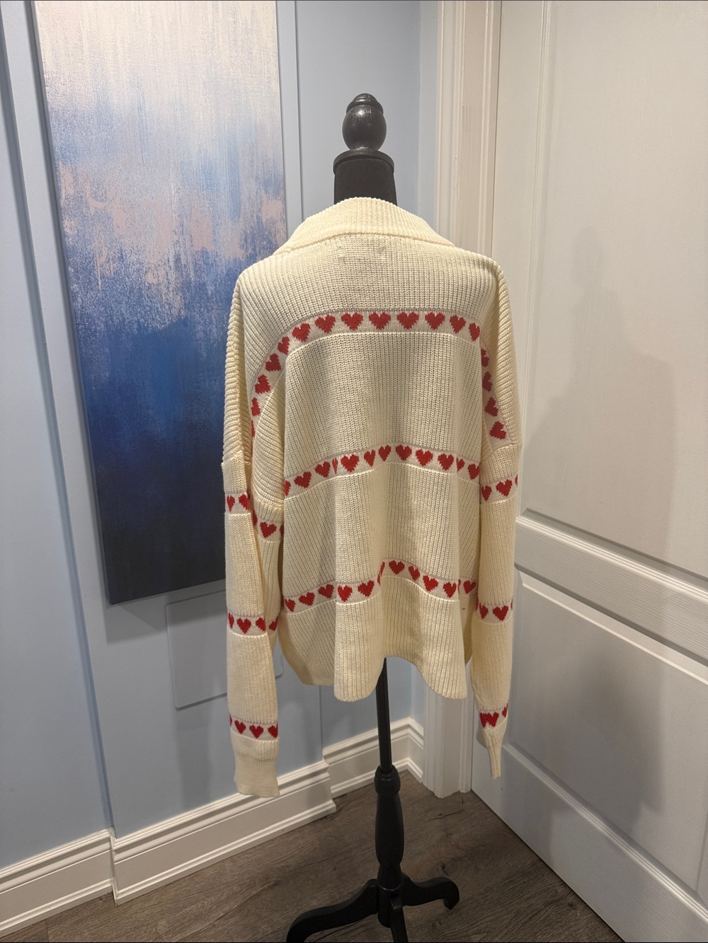 Smash + Tess Cream Sweater with Red Heart Stripes - Picture 3 of 5